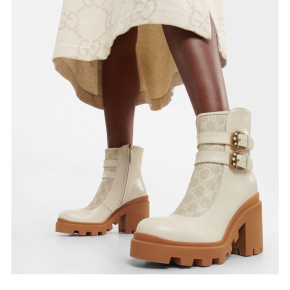 SOLD Gucci cream GG monogram lug sole platform boots - Picture 12 of 12